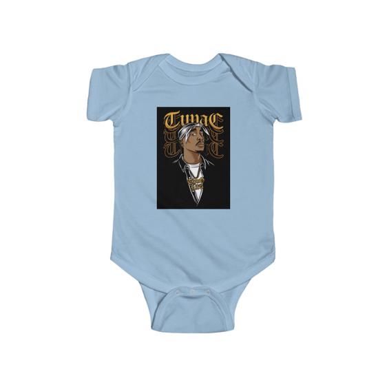 2Pac Makaveli Thug Life Gold Necklace Baby Toddler Bodysuit - Rappers Merch