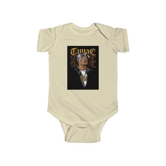2Pac Makaveli Thug Life Gold Necklace Baby Toddler Bodysuit - Rappers Merch