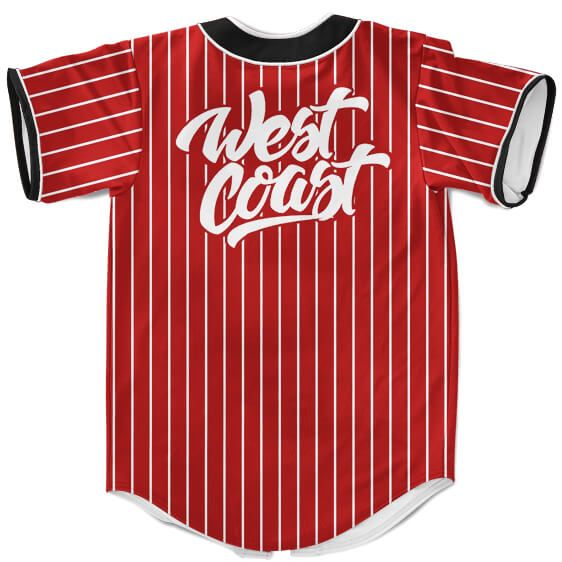 2Pac Shakur White on Red West Coast Gangsta Baseball Jersey - Rappers Merch