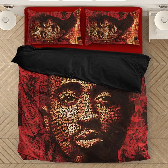 2pac Shakur 2pacalypse Red Portrait Artwork Amazing Bedding Set - Rappers Merch