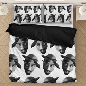 2pac Shakur Bubble Head Pattern Thug Life Amazing Bedding Set - Rappers Merch