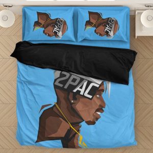 2pac Shakur Flat Design Art Illustration Dope Bedding Set - Rappers Merch