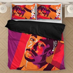 Bộ chăn ga gối thiết kế 2pac Shakur Makaveli Dope Orange - Rappers Merch