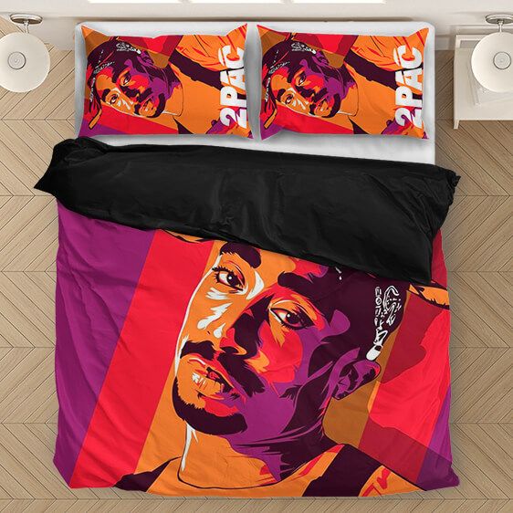 2pac Shakur Makaveli Dope Orange Design Bedding Set - Rappers Merch