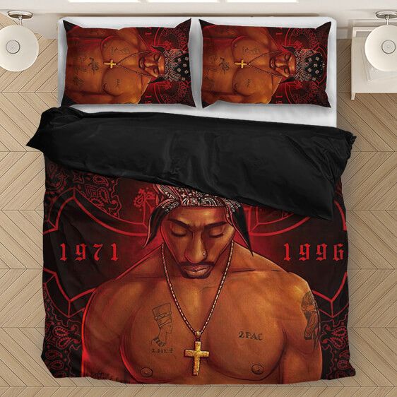2pac Shakur RIP Since 1996 Fantastic Red Bedding Set - Rappers Merch