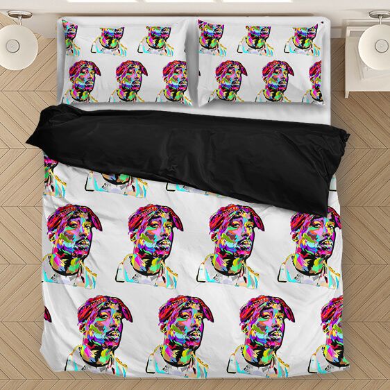 2pac Shakur Rainbow Colors Paint Effect Amazing Bedding Set - Rappers Merch
