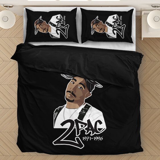 2pac Shakur Sticker Art Design Dope Black Bedding Set - Rappers Merch