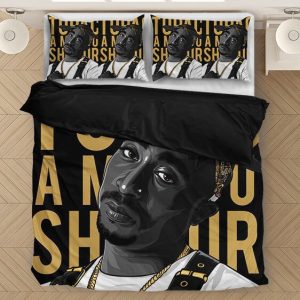 2pac Amaru Shakur Thug Life Gold Black Cool Bedding Set - Rappers Merch