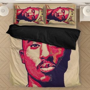 2pac Shakur Thug Wearing A Crown Brown Simple Bedding Set - Rappers Merch
