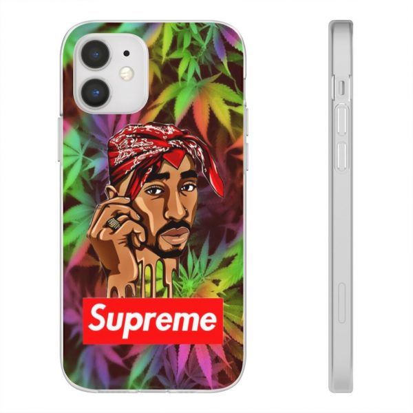 2Pac Makaveli Supreme Inspired Marijuana Art iPhone 12 Case - Rappers Merch