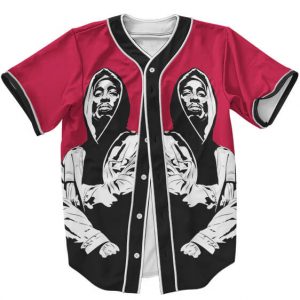 Badass Hip Hop 2Pac Shakur Makaveli Rapper Red Baseball Jersey - Rappers Merch