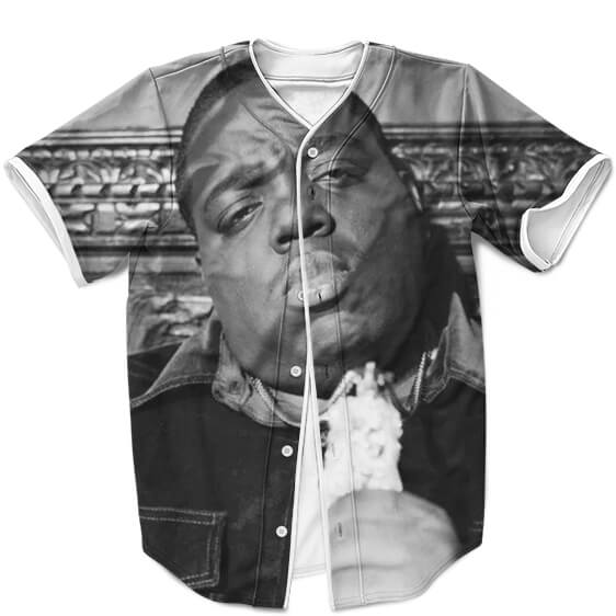 Big Poppa Biggie Smalls All Over Print Gray Awesome Baseball Jersey - Rappers Merch