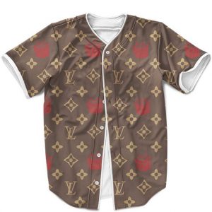 Biggie Smalls Louis Vuitton Inspired Pattern Brown Luxurious Baseball Jersey - Rappers Merch