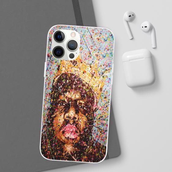 Biggie Smalls Paint Splattered Art iPhone 12 Fitted Cover - Rappers Merch