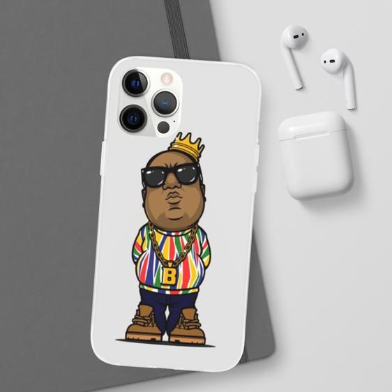 Chibi Biggie Smalls Gold Necklace With Crown iPhone 12 Case - Rappers Merch