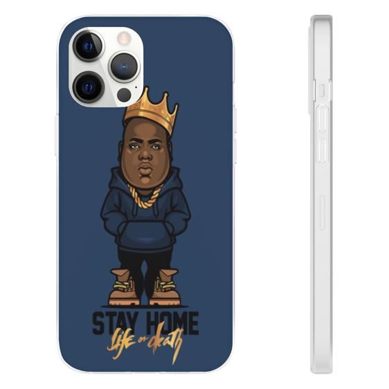Chibi Biggie Stay Home Life Or Death iPhone 12 Fitted Cover - Rappers Merch