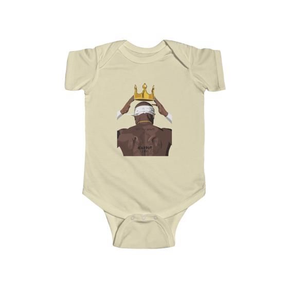 Crowning Legend 2Pac Makaveli Back View Dope Baby Bodysuit - Rappers Merch
