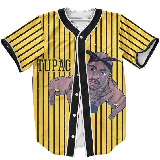 Dope Art Tupac Shakur Gangsta Rapper Yellow Baseball Jersey - Rappers Merch