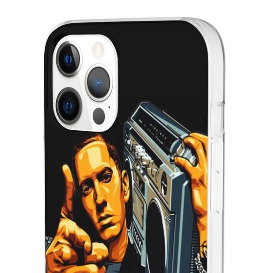 Eminem With His Boombox Badass Black iPhone 12 Case - Rappers Merch