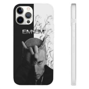 Ốp lưng iPhone 12 màu đen và trắng của Eminem & #039; s Devil Horns - Rappers Merch