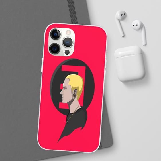 Eminem's Side View Portrait And Logo Torch Red iPhone 12 Case - Rappers Merch