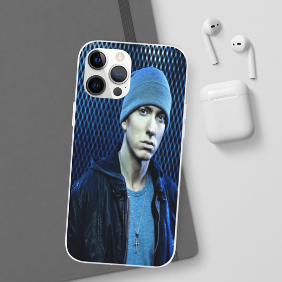 Famous Rap Icon Eminem Blue iPhone 12 Fitted Cover - Rappers Merch