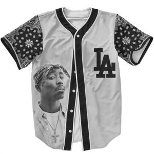 Hip Hop Gangsta Rapper 2Pac Amaru Shakur LA Dope Baseball Jersey - Rappers Merch