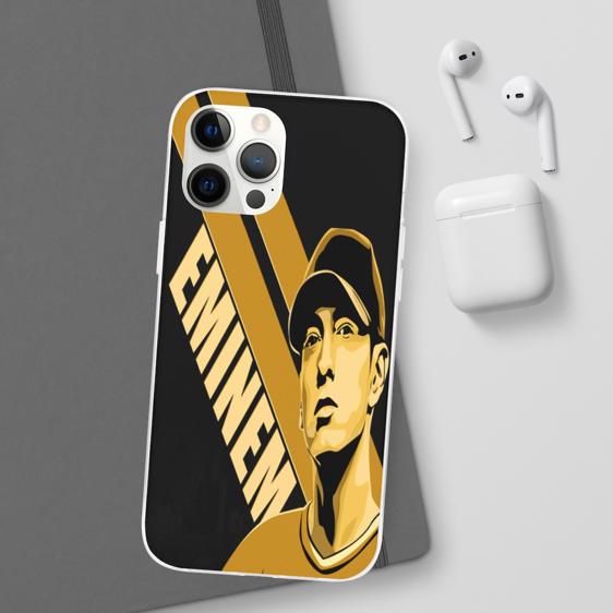 Hip-Hop Rap Icon Eminem Name Logo Yellow iPhone 12 Cover - Rappers Merch