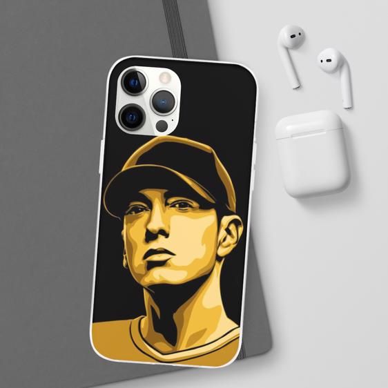 Hip-Hop Rapper Eminem Yellow Face Portrait iPhone 12 Case - Rappers Merch