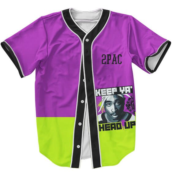 Keep Ya Head Up 2Pac Shakur Neon Colors Dope Baseball Jersey - Rappers Merch