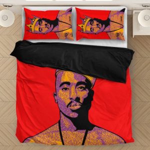King Tupac Shakur Makaveli Red Purple Awesome Bedding Set - Rappers Merch