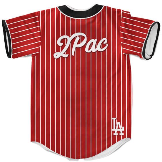 LA Dodgers Logo 2Pac Shakur Hip Hop Dope Red Baseball Jersey - Rappers Merch
