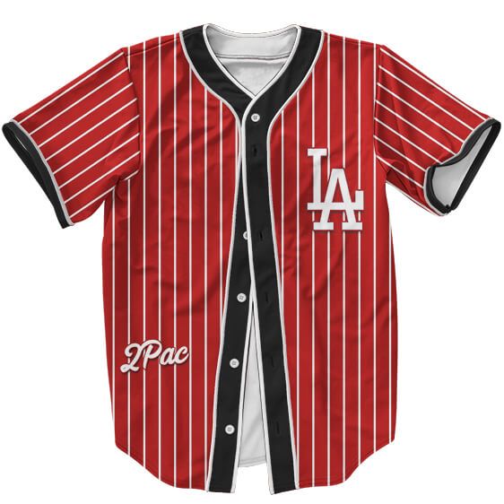 LA Dodgers Logo 2Pac Shakur Hip Hop Dope Red Baseball Jersey - Rappers Merch