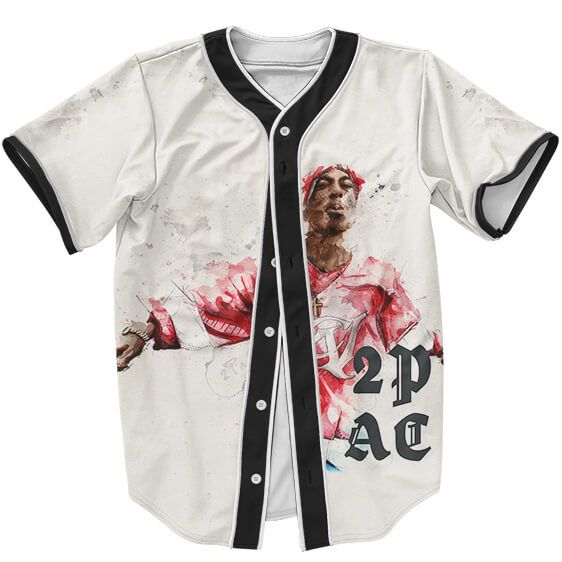 Paint Artwork Tupac Makaveli Shakur White Baseball Jersey - Rappers Merch