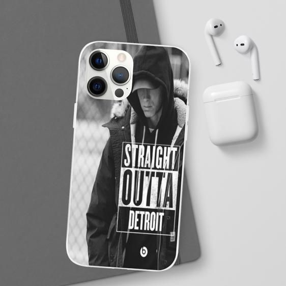 Straight Outta Detroit Eminem Monochrome iPhone 12 Case - Rappers Merch