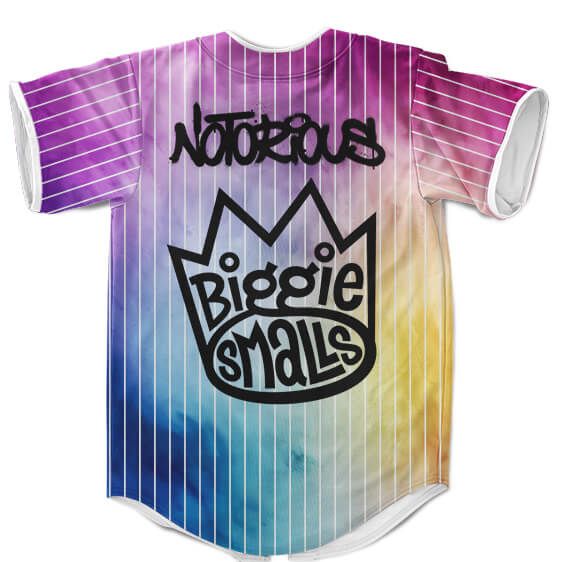 The Notorious BIG Biggie Smalls Pinstripe Cool Rainbow Baseball Jersey - Rappers Merch