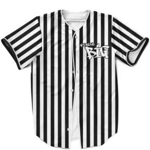 The Notorious BIG Black White Stripes Pattern Elegant Baseball Uniform - Rappers Merch