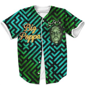 The Notorious BIG Poppa Aztec Green Teal Dope Baseball Jersey - Rappers Merch