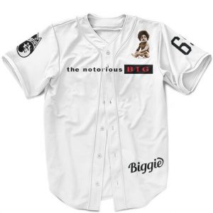 The Notorious BIG Ready To Die Album Cover Art White Baseball Jersey - Rappers Merch