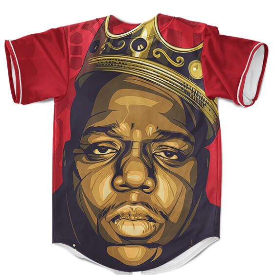 The Notorious BIG Wearing Crown Thug Life Maroon Baseball Jersey - Rappers Merch