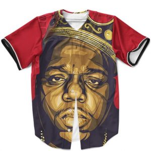 The Notorious BIG Wearing Crown Thug Life Maroon Baseball Jersey - Rappers Merch