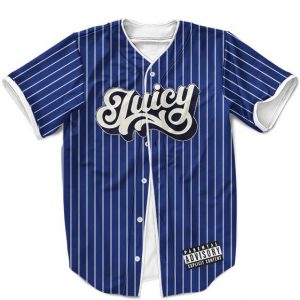 The Notorious Big MLB Inspired Juicy Blue Pinstripes Amazing Baseball Jersey - Rappers Merch