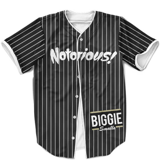 The Notorious Biggie Smalls MLB Minimalist Stripes Black Baseball Jersey - Rappers Merch