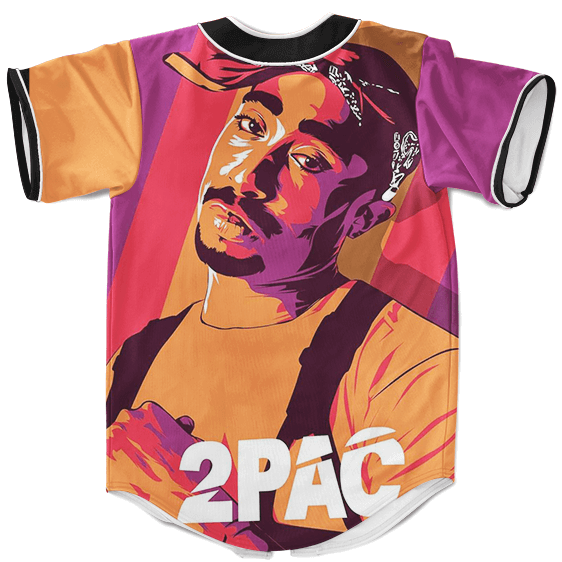 Tri Colorful 2Pac Amaru Shakur Artwork Dope Baseball Jersey - Rappers Merch