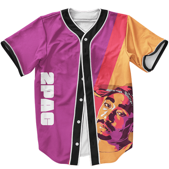 Tri Colorful 2Pac Amaru Shakur Artwork Dope Baseball Jersey - Rappers Merch