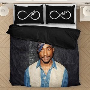 Bộ khăn trải giường màu đen tuyệt vời của Tupac Amaru Shakur Rapper - Rappers Merch