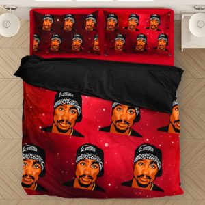 Tupac Amaru Shakur Thug Rapper Fantastic Red Bedding Set - Rappers Merch