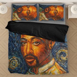 Tupac Amaru Shakur Vincent Van Gogh Art Style Bedding Set - Rappers Merch