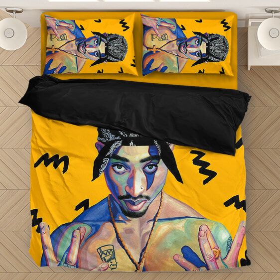 Tupac Amaru Shakur West Side Orange Design Cool Bedding Set - Rappers Merch
