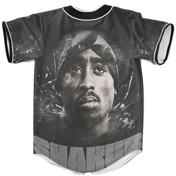 Tupac Makaveli Shakur Grunge Artwork Dope Gray Baseball Jersey - Rappers Merch